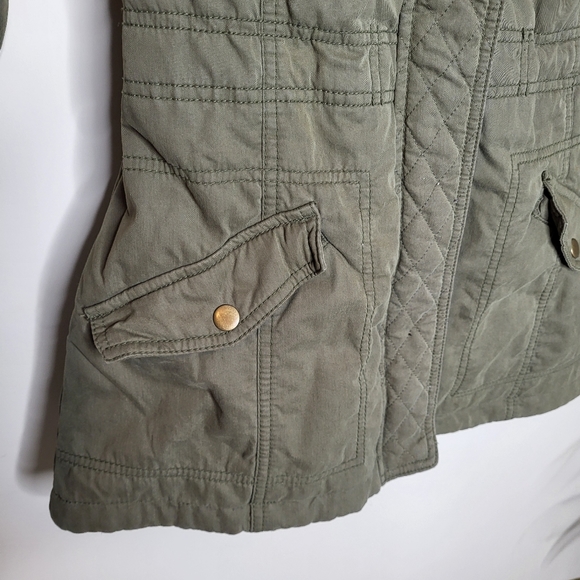 Khaki Cinched Waist Parka Jacket - Picture 4 of 11